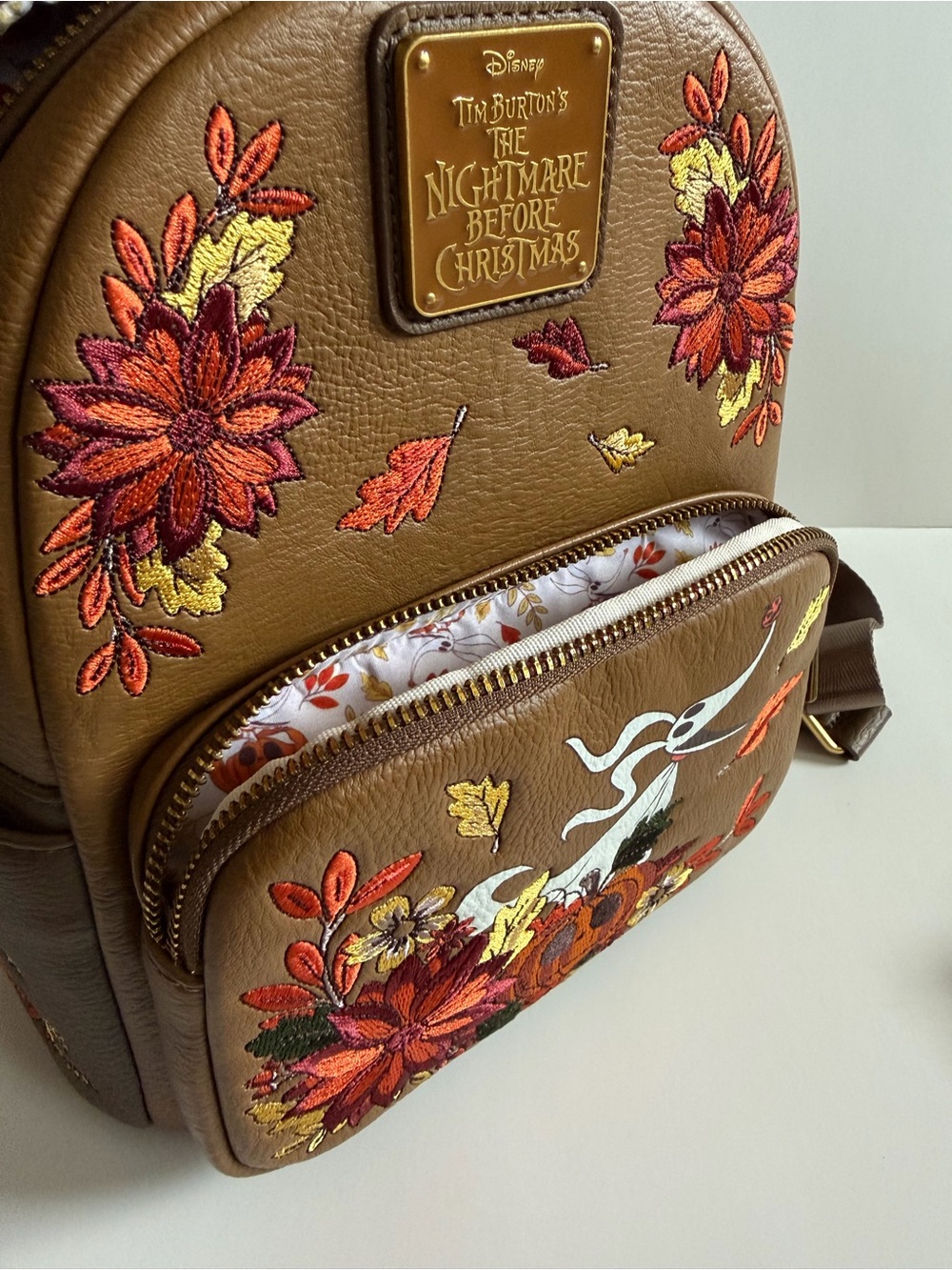 The Nightmare Before Christmas Brown Embroidered Loungefly Backpack & Wallet Set - Picture 6 of 7